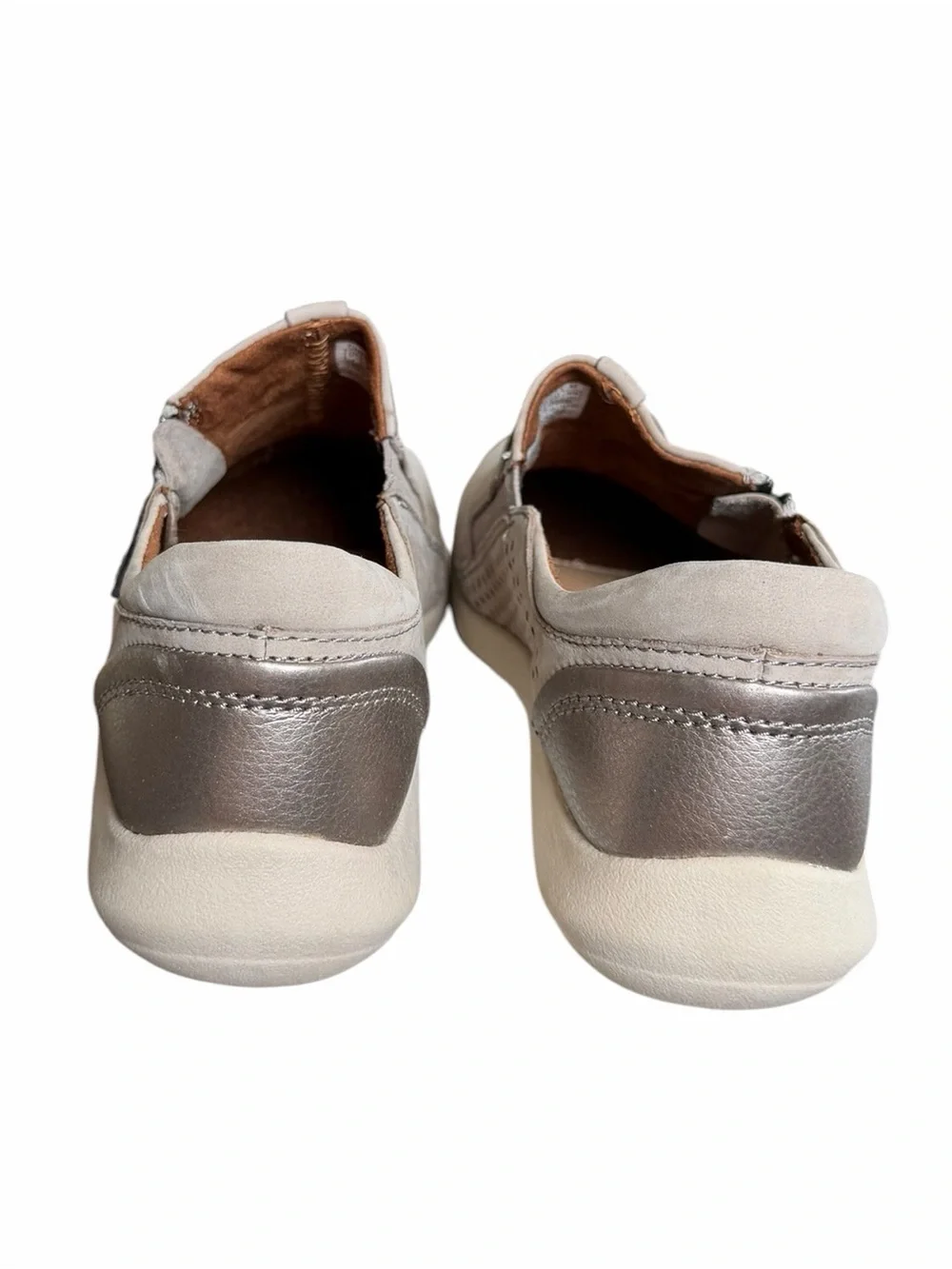 Rockport 7 Taupe & Metallic Cobb Hill Amalie Zipper Slip-On Sneakers